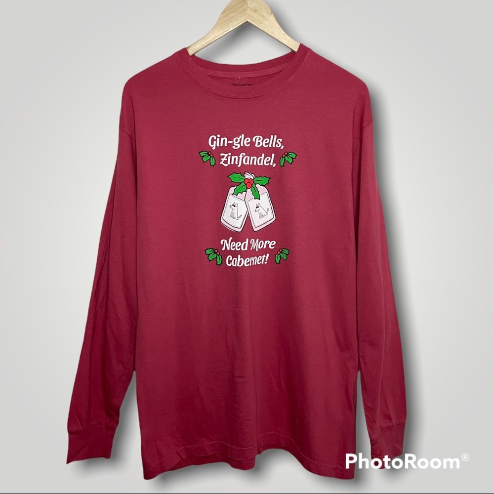 Teddy the Dog Christmas Gin-gle Bells, Zinfandel, Need More Cabernet Red T - NWT